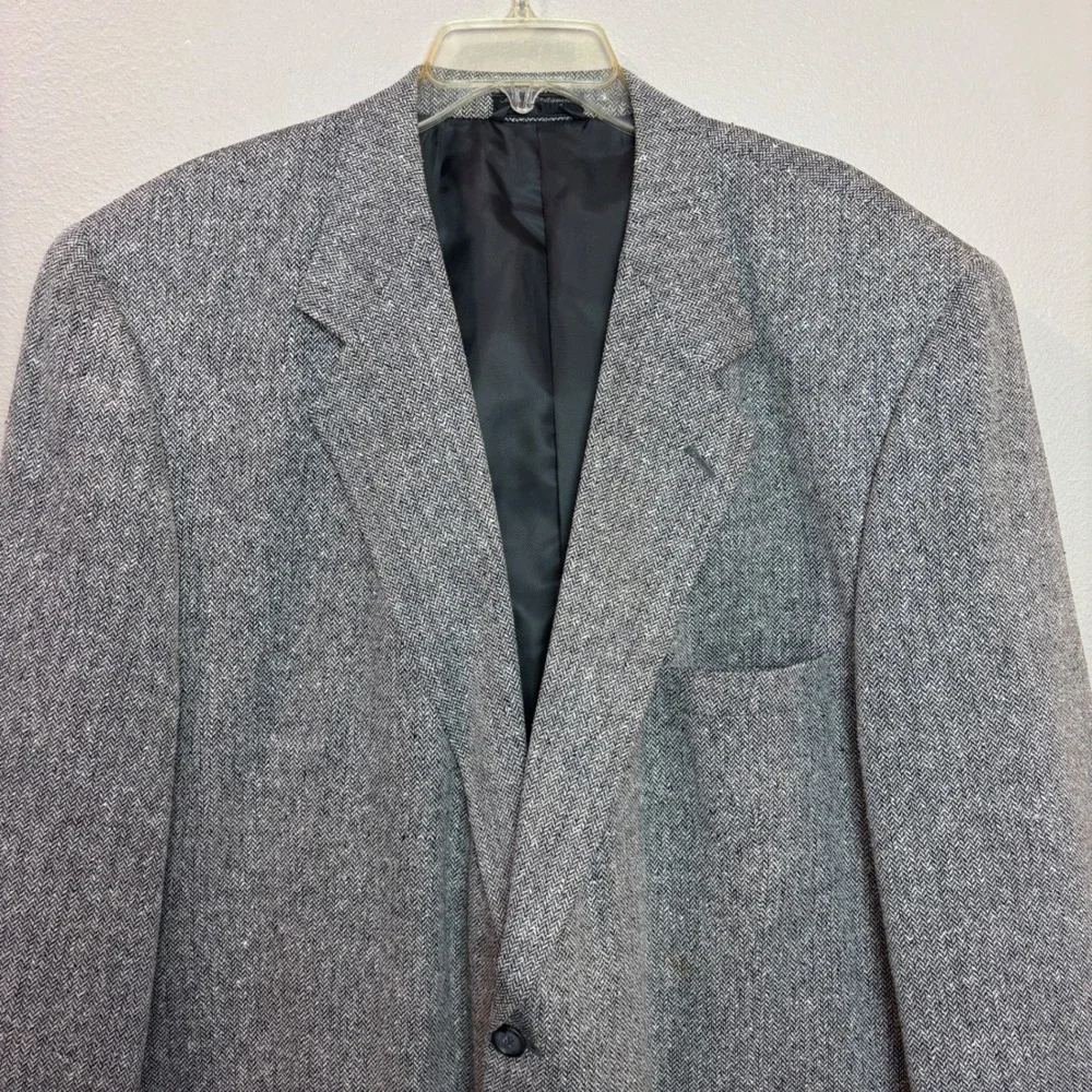 Bert Pulitzer Blazer Mens 50L Grey 80s Silk Herringbone Collectors Edition Sport